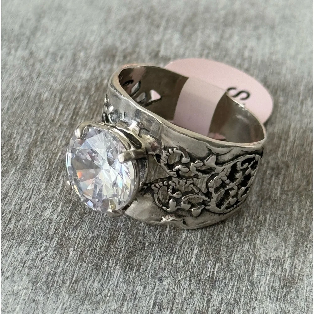 Noa Zuman Sterling Silver 925 Ring W Round Clear CZ Sz. 8